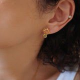 Gold Plated Evil Eye Rhombus Studs - Small Dainty Celestial Earrings