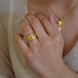 Gold Braided Croissant Ring