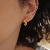 Gold Plated Evil Eye Rhombus Studs - Small Dainty Celestial Earrings