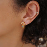 Gold Plated Evil Eye Rhombus Studs - Small Dainty Celestial Earrings