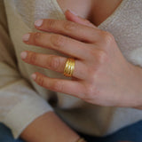 Gold Braided Croissant Ring