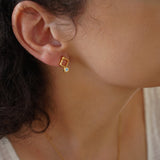 Gold Plated Evil Eye Rhombus Studs - Small Dainty Celestial Earrings