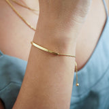 Gold ID Tag Chain Bracelet with Smart Bead