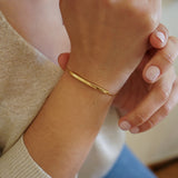 Gold ID Tag Chain Bracelet with Smart Bead