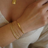 Gold ID Tag Chain Bracelet with Smart Bead