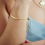 Gold ID Tag Chain Bracelet with Smart Bead