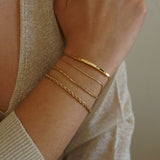 Gold ID Tag Chain Bracelet with Smart Bead