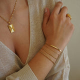 Gold ID Tag Chain Bracelet with Smart Bead