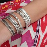 Silver Engraved Wheat Symbol Cuff