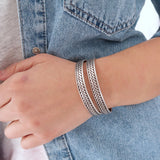 Silver Engraved Wheat Symbol Cuff