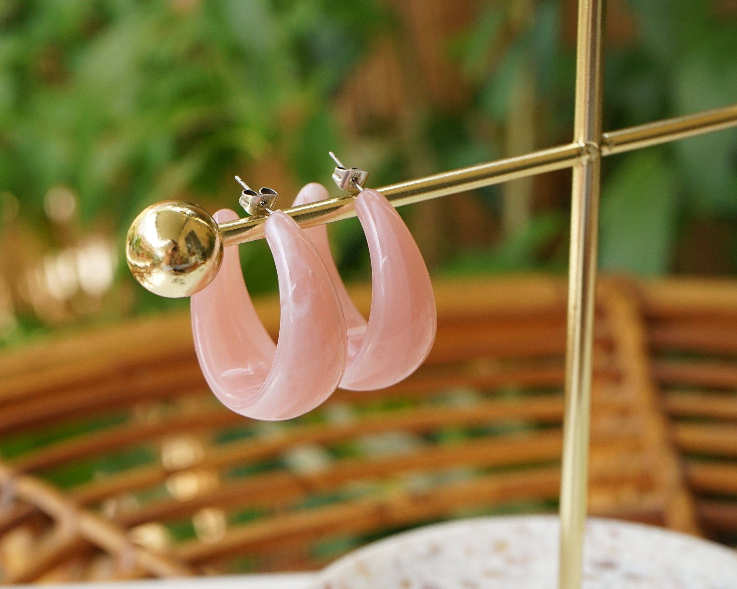 Colourful Acrylic Resin Summer Large Hoop Earrings