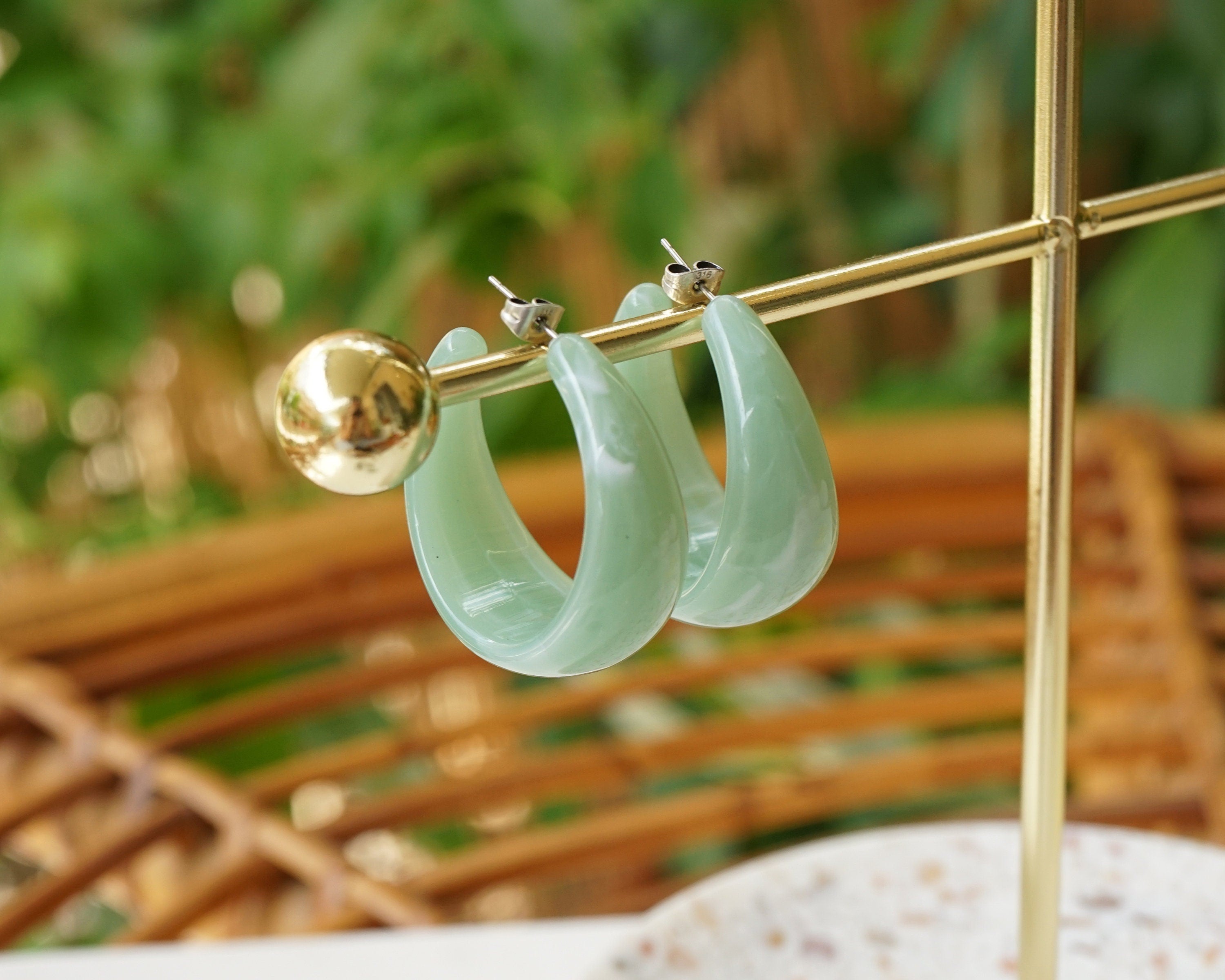 Colourful Acrylic Resin Summer Large Hoop Earrings