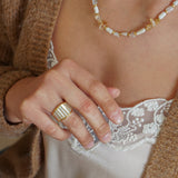 Gold and White Sea Shell Ring
