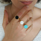 Gold-Coloured Enamel Solitaire Ring