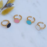 Gold-Coloured Enamel Solitaire Ring