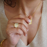 Gold and White Sea Shell Ring