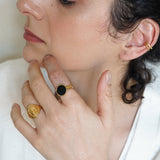 Gold-Coloured Enamel Solitaire Ring