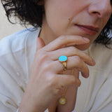 Gold-Coloured Enamel Solitaire Ring