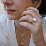 Gold-Coloured Enamel Solitaire Ring