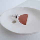 Silver Rectangle Turquoise/Black/Green Enamel Ring