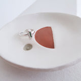 Silver Rectangle Turquoise/Black/Green Enamel Ring