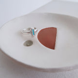 Silver Rectangle Turquoise/Black/Green Enamel Ring