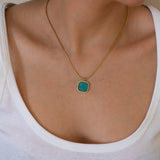 Gold Labradorite/Moonstone/Turquoise Stainless Steel Necklace