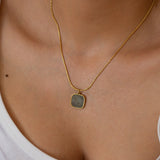 Gold Labradorite/Moonstone/Turquoise Stainless Steel Necklace