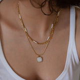 Gold Labradorite/Moonstone/Turquoise Stainless Steel Necklace