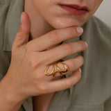 Gold Dainty Abstract Wireframe Ring