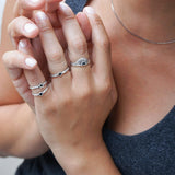 Silver Black/Turquoise Rising Sun Ring