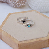 Silver Black/Turquoise Rising Sun Ring