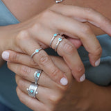 Silver Black/Turquoise Rising Sun Ring