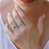 Silver Black/Turquoise Rising Sun Ring