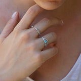 Silver Black/Turquoise Rising Sun Ring