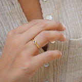 Tiny Gold Crescent Moon Band Pinky Ring