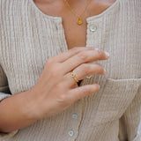 Tiny Gold Crescent Moon Band Pinky Ring