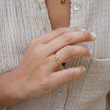 Tiny Gold Crescent Moon Band Pinky Ring