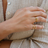 Tiny Gold Crescent Moon Band Pinky Ring