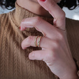 Thin Cubic Zirconia Band 18K Gold-Plated Stainless Steel Ring