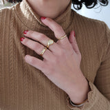 Thin Cubic Zirconia Band 18K Gold-Plated Stainless Steel Ring