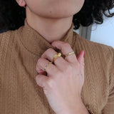 Thin Cubic Zirconia Band 18K Gold-Plated Stainless Steel Ring