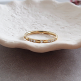 Thin Cubic Zirconia Band 18K Gold-Plated Stainless Steel Ring