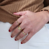 Thin Cubic Zirconia Band 18K Gold-Plated Stainless Steel Ring