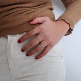 Thin Cubic Zirconia Band 18K Gold-Plated Stainless Steel Ring