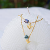 Gold Dainty Bee Necklace with Enamel Glazed Ceramic Cube