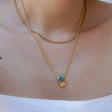 Gold Dainty Bee Necklace with Enamel Glazed Ceramic Cube