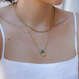 Gold Dainty Bee Necklace with Enamel Glazed Ceramic Cube