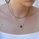 Gold Dainty Bee Necklace with Enamel Glazed Ceramic Cube