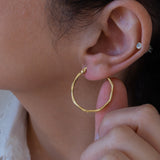 Gold Hammered Hoop Earrings Large